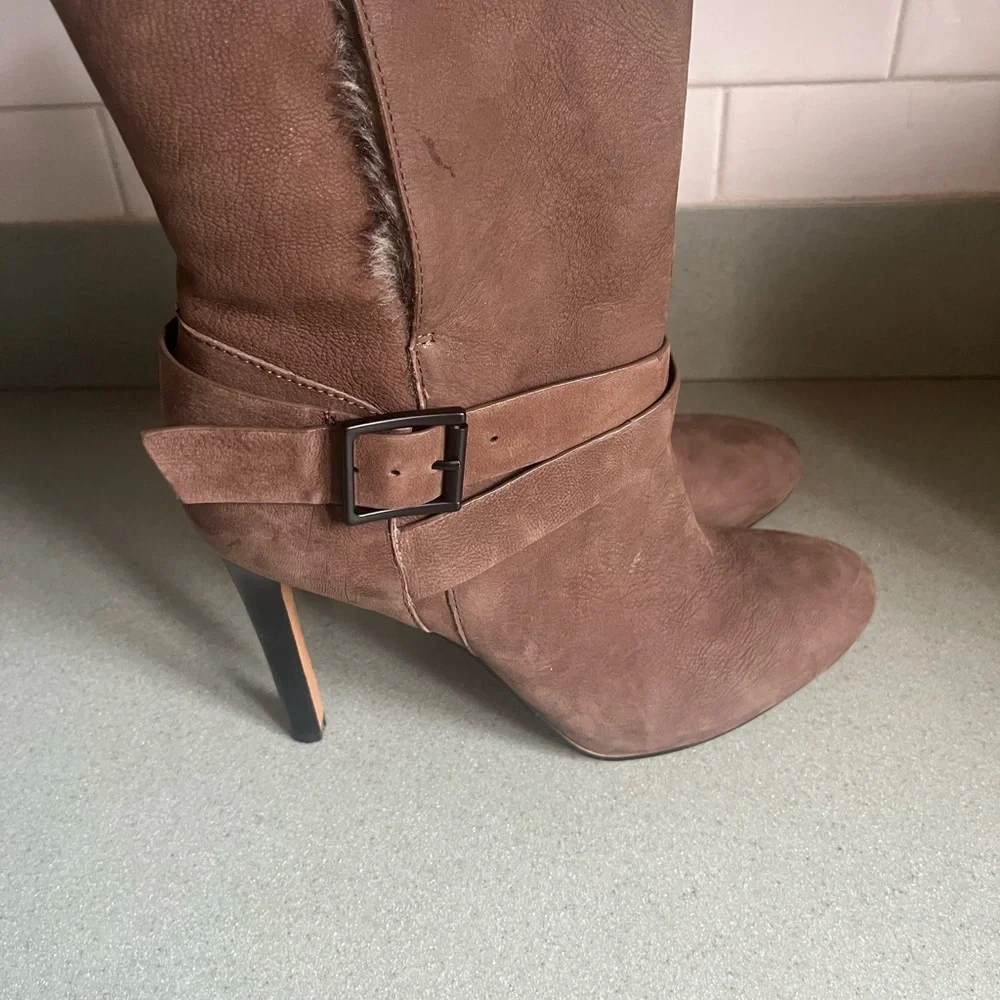 Aldo Brown Heeled Boots with Faux Fur Trim - Picture 5 of 8
